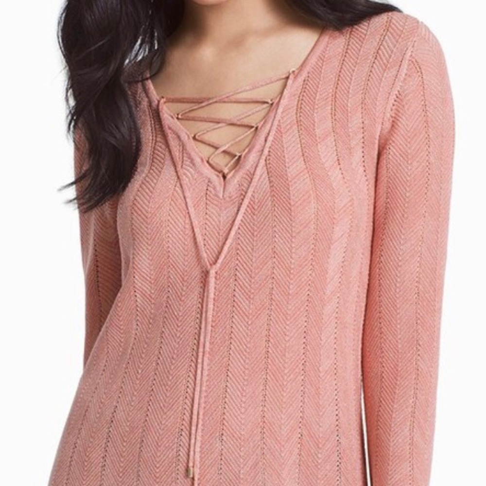 White House Black Market lace up Sweater